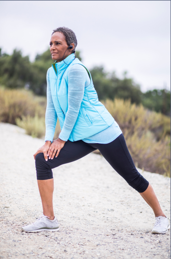 stretching over 60 female- calf stretch. This stretch is performed by To perform a calf stretch, stand facing a wall with your hands resting on it for support. Take a step back with one foot, keeping both feet flat on the ground. Keep the back leg straight and bend the front leg slightly. Lean forward slowly, maintaining a straight back, until you feel a gentle stretch in the calf of the back leg. Hold the stretch for 15-30 seconds while breathing deeply, then switch legs and repeat on the other side. Regularly incorporating calf stretches into your routine can help improve flexibility, reduce tightness, and prevent injuries in the calf muscles.